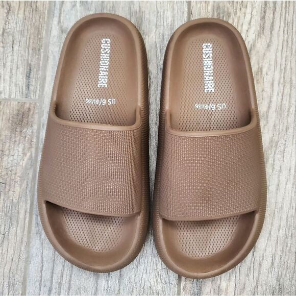 Cushionaire Feather Cloud Recovery Slide Sandals with +Comfort Brown Size 6 - Picture 3 of 9